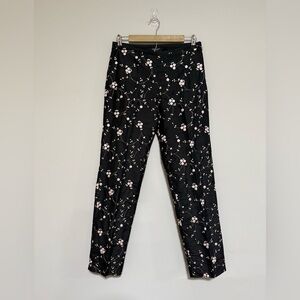 Karen Kane Vintage Black Silk Rosette Embroidered Pants Size 6 Cottagecore